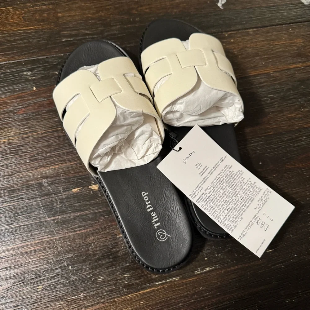 The Drop Two-Tone Designer Flat Sandals - Picture 1 of 5